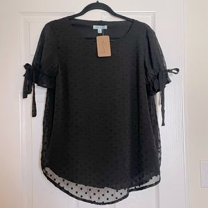 NWT She + Sky Black Polka Dot Blouse
